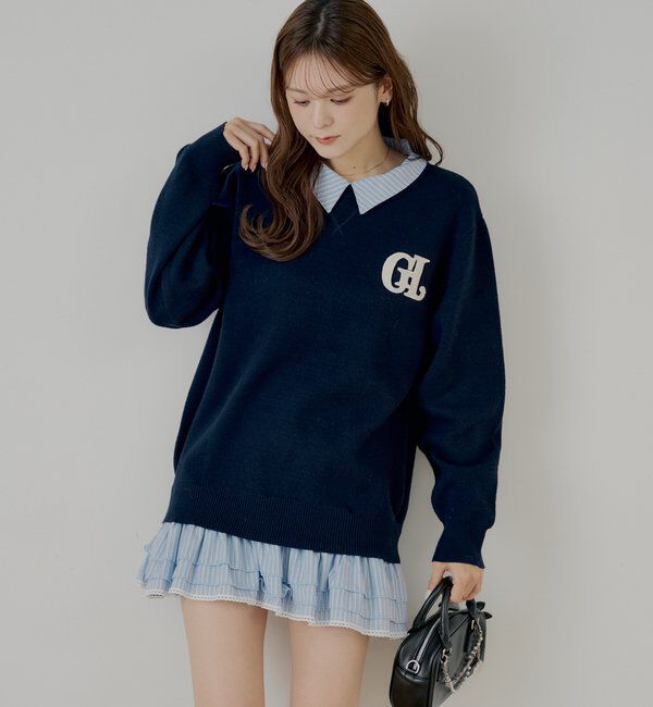  「【マルチway】シャツレイヤードニットワンピース」|ワンピース|