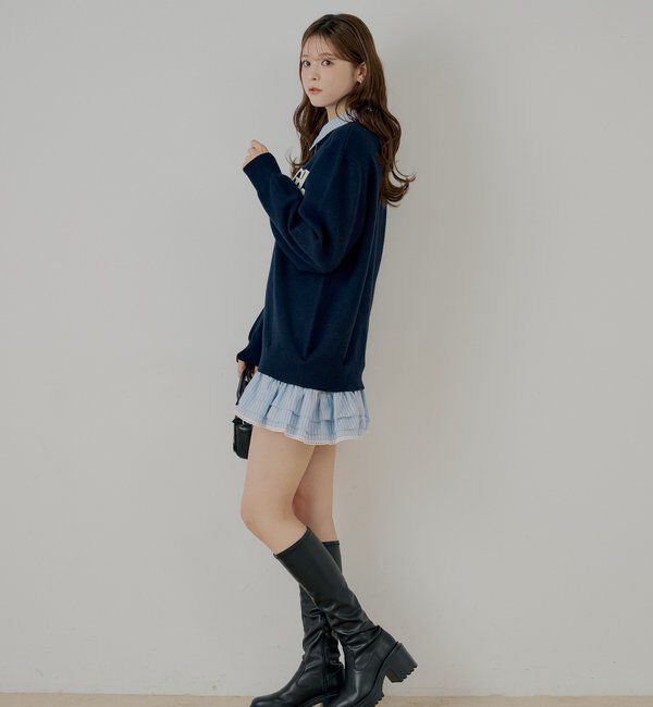  「【マルチway】シャツレイヤードニットワンピース」|ワンピース|