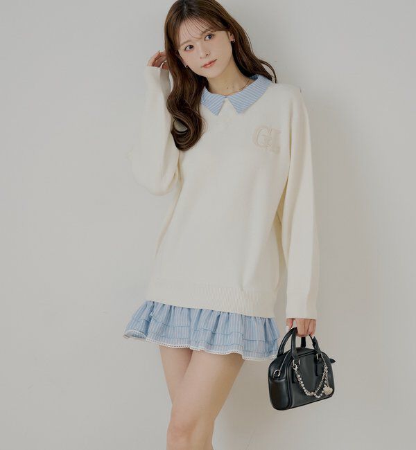  「【マルチway】シャツレイヤードニットワンピース」|ワンピース|