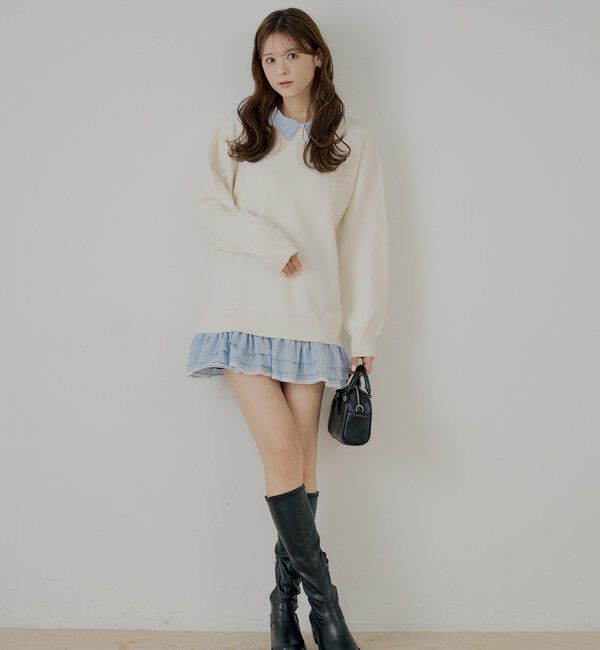  「【マルチway】シャツレイヤードニットワンピース」|ワンピース|