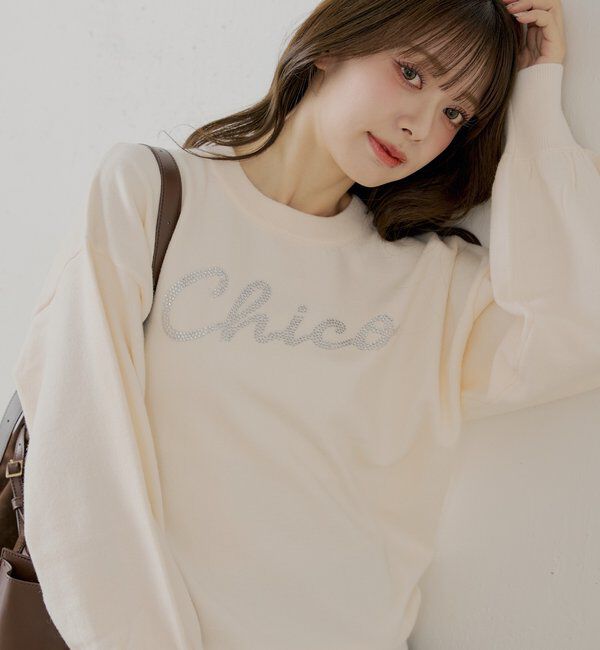  「ラインストーンロゴニット」|ニット・セーター|