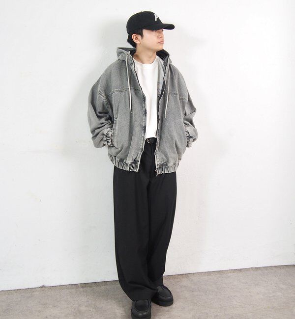  「【UNISEX/ユニセックス】ヴィンテージライクデニムフードジップブルゾン」|ブルゾン・スタジャン|