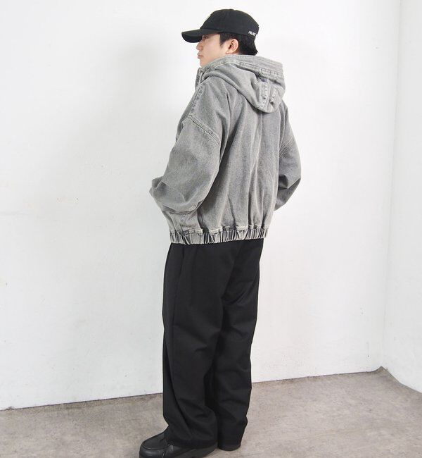  「【UNISEX/ユニセックス】ヴィンテージライクデニムフードジップブルゾン」|ブルゾン・スタジャン|