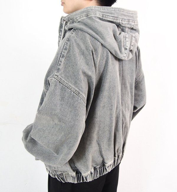  「【UNISEX/ユニセックス】ヴィンテージライクデニムフードジップブルゾン」|ブルゾン・スタジャン|