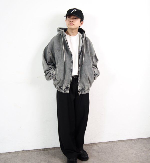  「【UNISEX/ユニセックス】ヴィンテージライクデニムフードジップブルゾン」|ブルゾン・スタジャン|