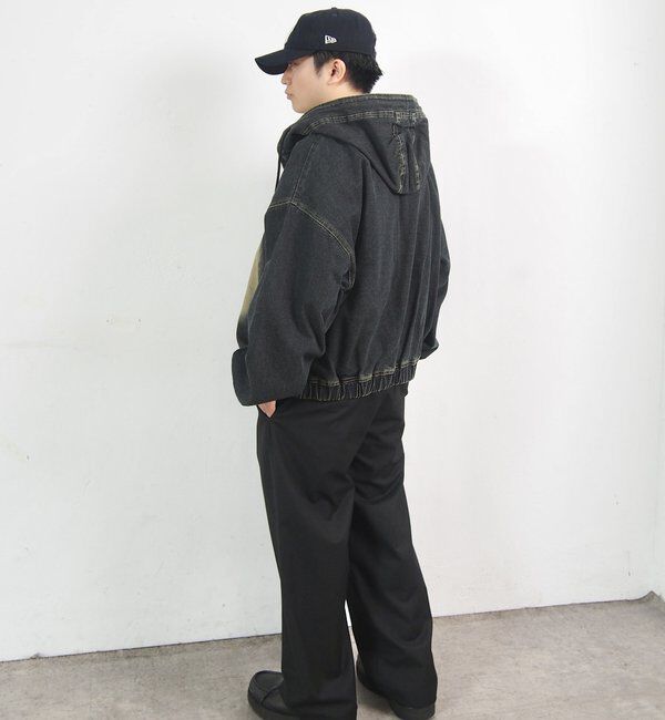  「【UNISEX/ユニセックス】ヴィンテージライクデニムフードジップブルゾン」|ブルゾン・スタジャン|