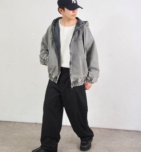  「【UNISEX/ユニセックス】ヴィンテージライクデニムフードジップブルゾン」|ブルゾン・スタジャン|