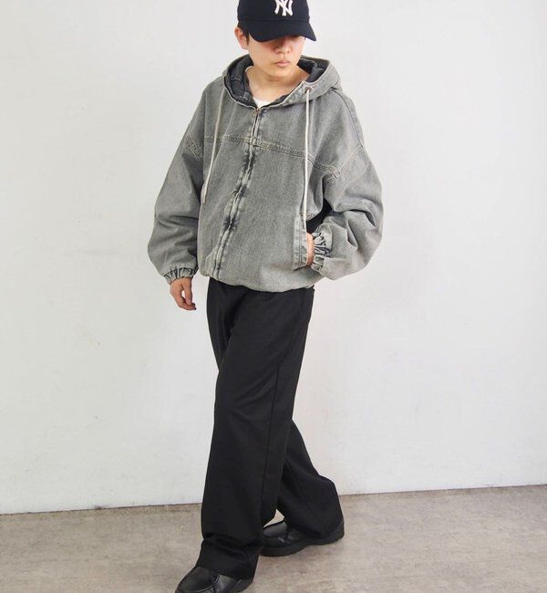  「【UNISEX/ユニセックス】ヴィンテージライクデニムフードジップブルゾン」|ブルゾン・スタジャン|