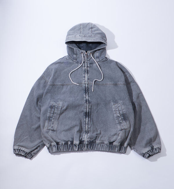  「【UNISEX/ユニセックス】ヴィンテージライクデニムフードジップブルゾン」|ブルゾン・スタジャン|