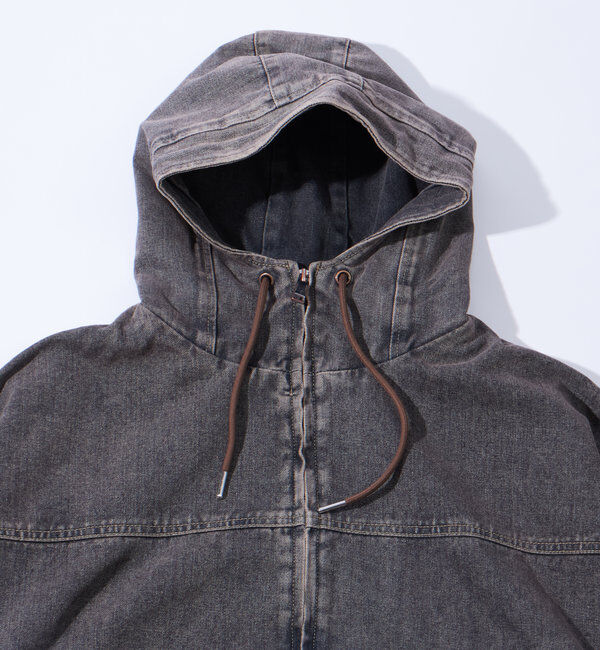  「【UNISEX/ユニセックス】ヴィンテージライクデニムフードジップブルゾン」|ブルゾン・スタジャン|