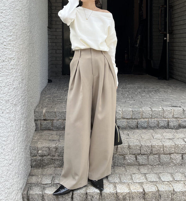  「アシメスリットボートネックニット」|ニット・セーター|