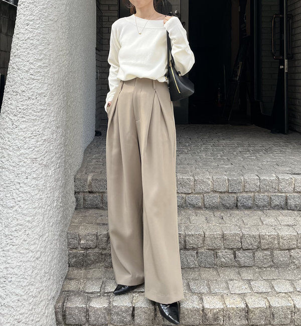  「アシメスリットボートネックニット」|ニット・セーター|