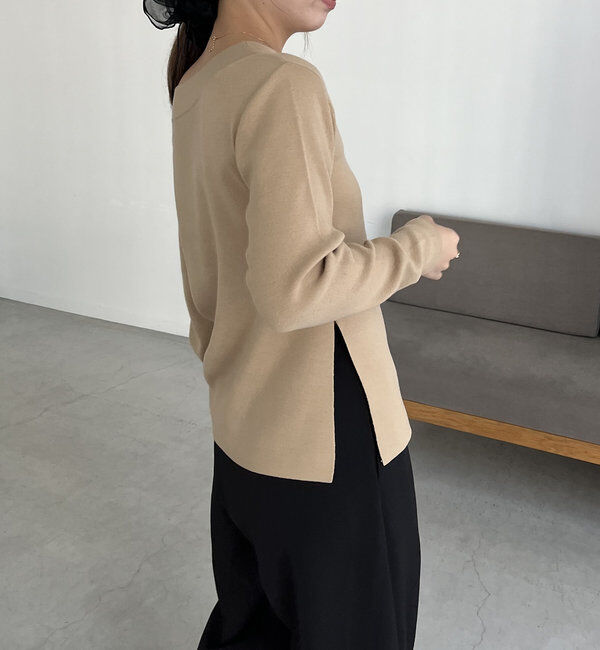  「アシメスリットボートネックニット」|ニット・セーター|