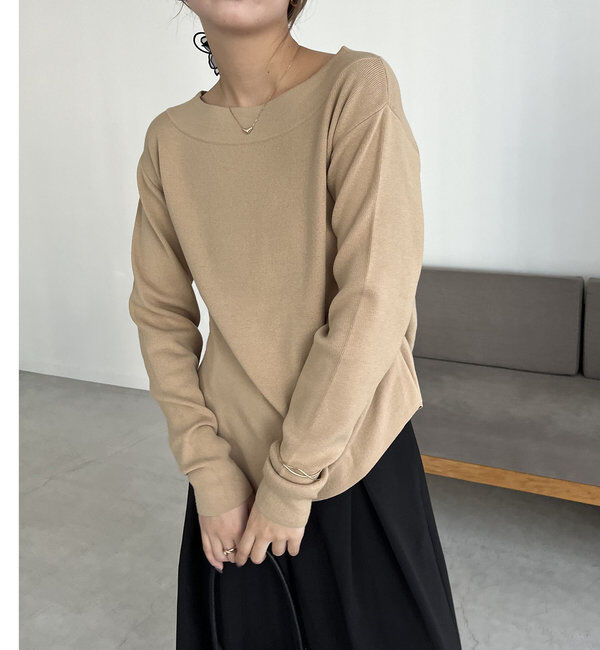  「アシメスリットボートネックニット」|ニット・セーター|