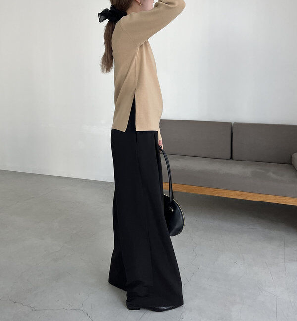  「アシメスリットボートネックニット」|ニット・セーター|