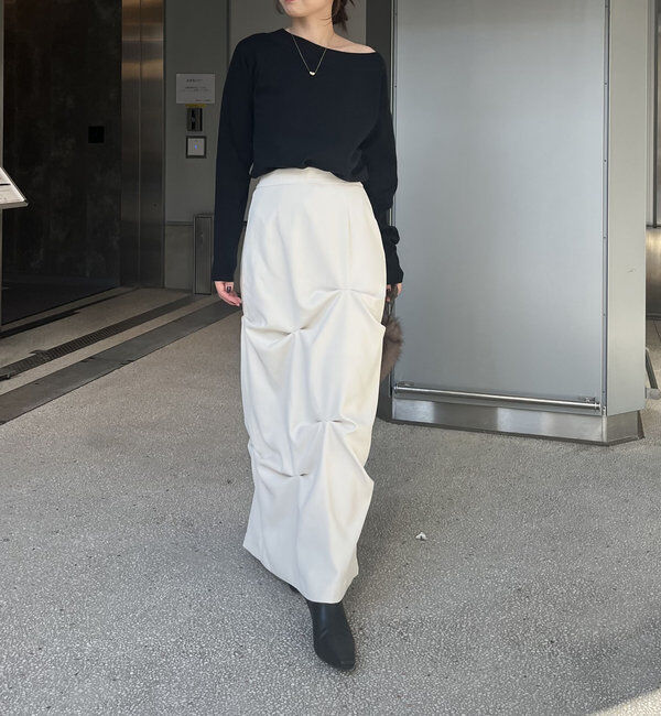  「アシメスリットボートネックニット」|ニット・セーター|