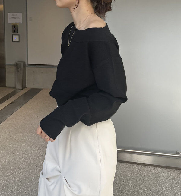  「アシメスリットボートネックニット」|ニット・セーター|