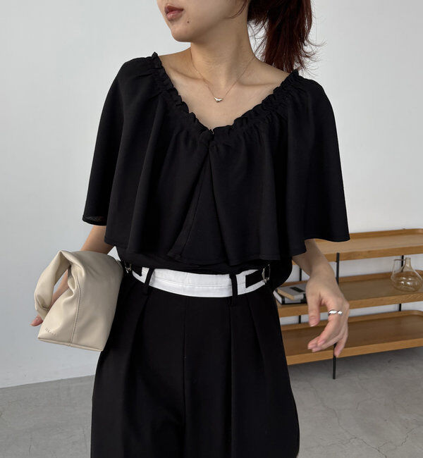  「〈VERSEAU/ヴェルソー〉2WAYラッフルブラウス」|シャツ・ブラウス|ブラック