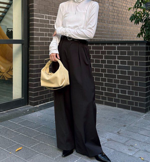  「ハイネック袖ギャザーロンT」|Tシャツ・カットソー|