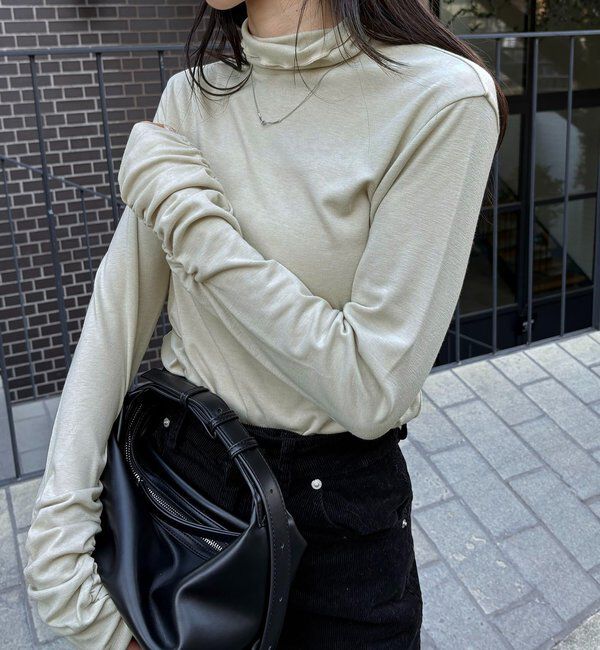  「ハイネック袖ギャザーロンT」|Tシャツ・カットソー|