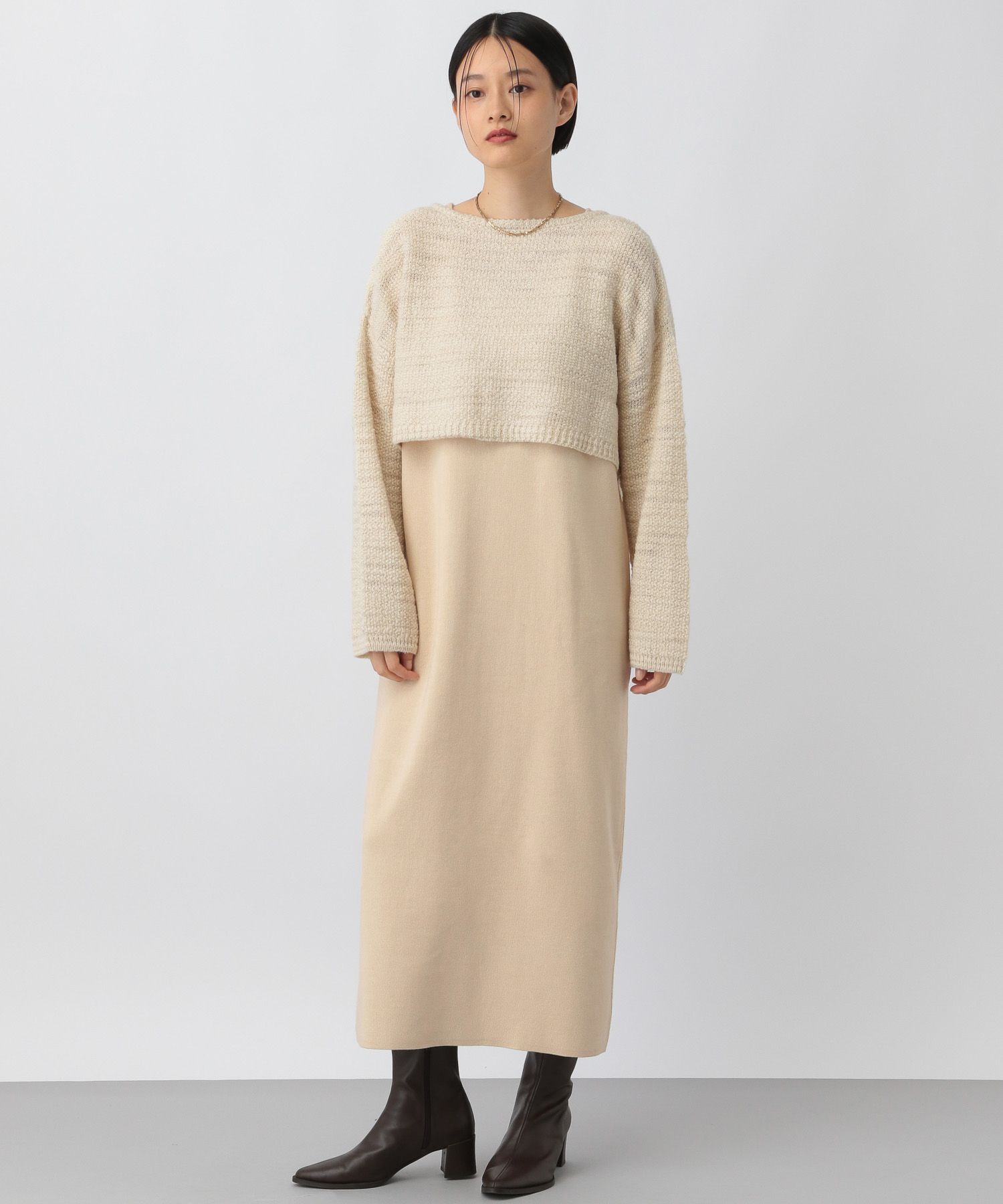 A part by 「ツィード2Pニットワンピース」|ワンピース|ナチュラル