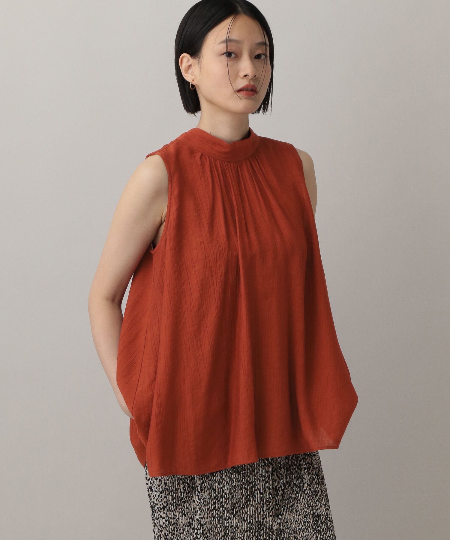A part by 「ボウタイブラウスノースリーブ」|シャツ・ブラウス|オレンジ