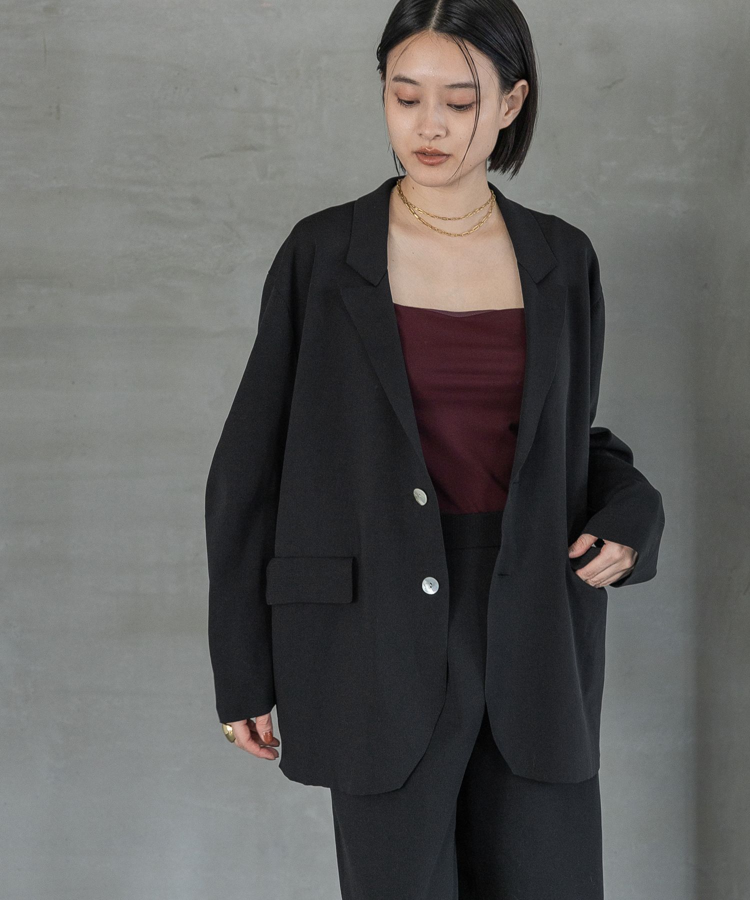 A part by 「ニットジャケットセットアップ」|テーラードジャケット|