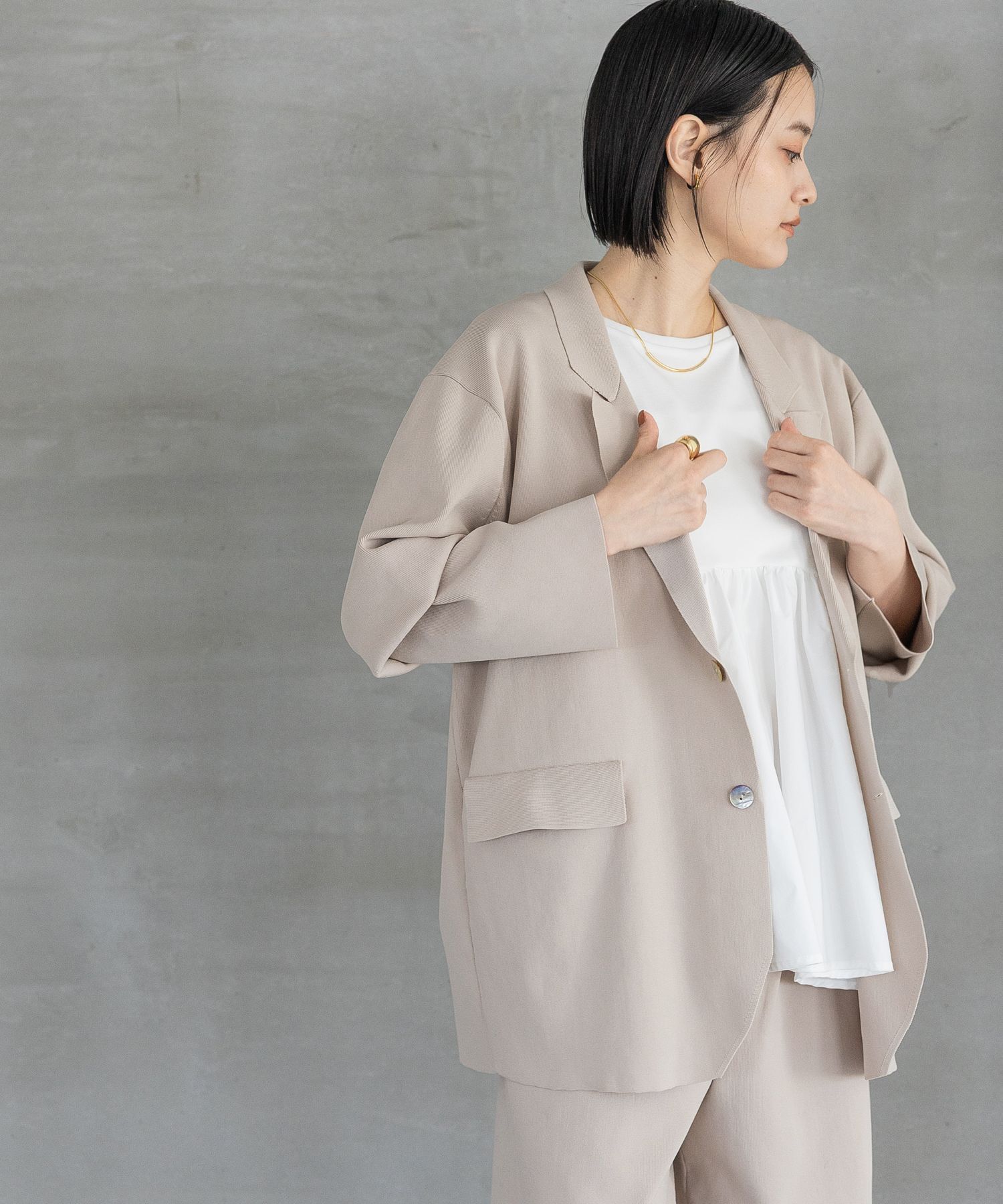 A part by 「ニットジャケットセットアップ」|テーラードジャケット|