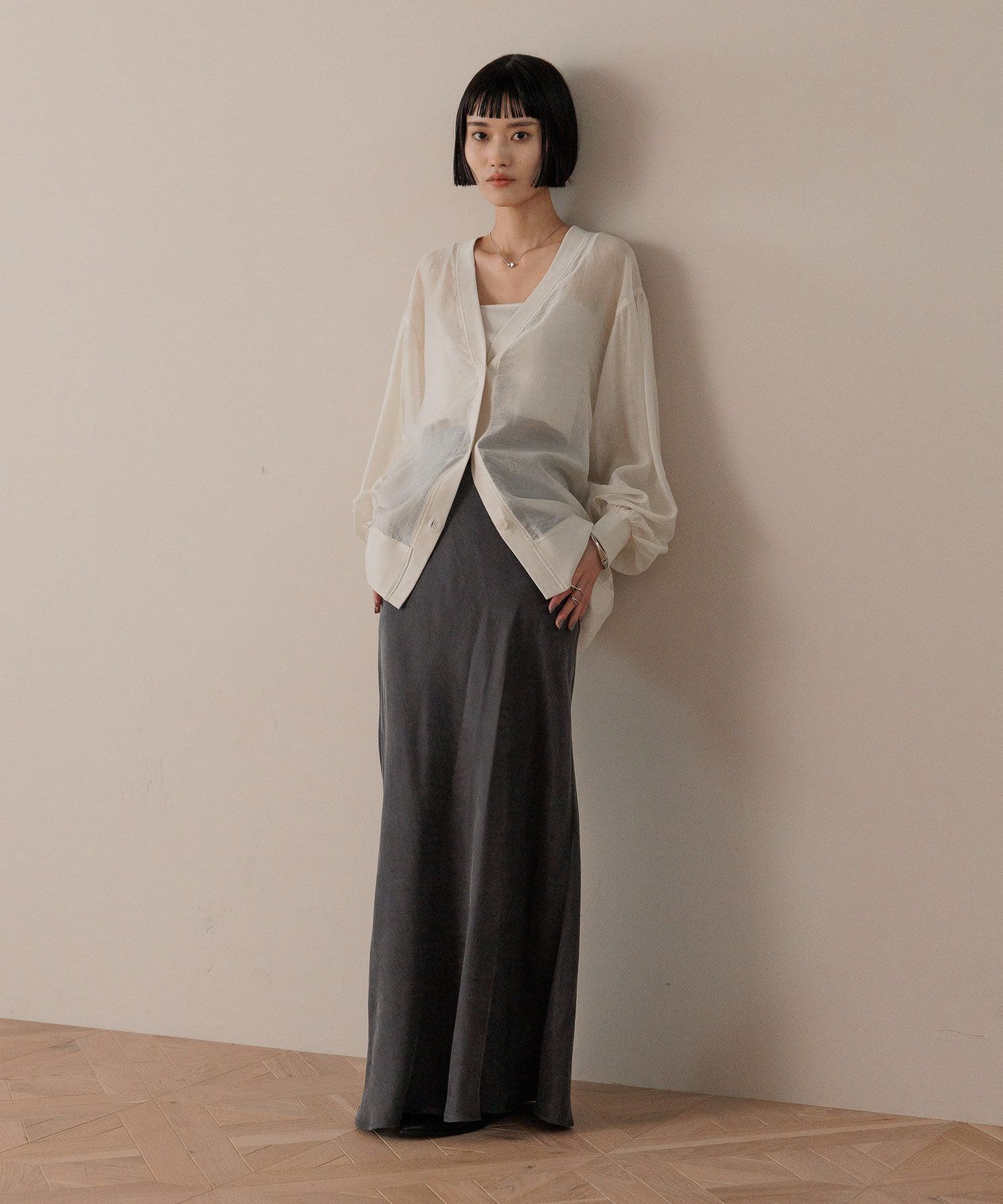 LOWRYS FARM「シアーシャツカーディガンＬＳ」|シャツ・ブラウス|