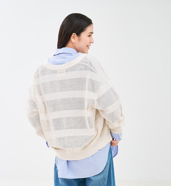 collex「レーシーボーダーVネックカーディガン」|カーディガン|