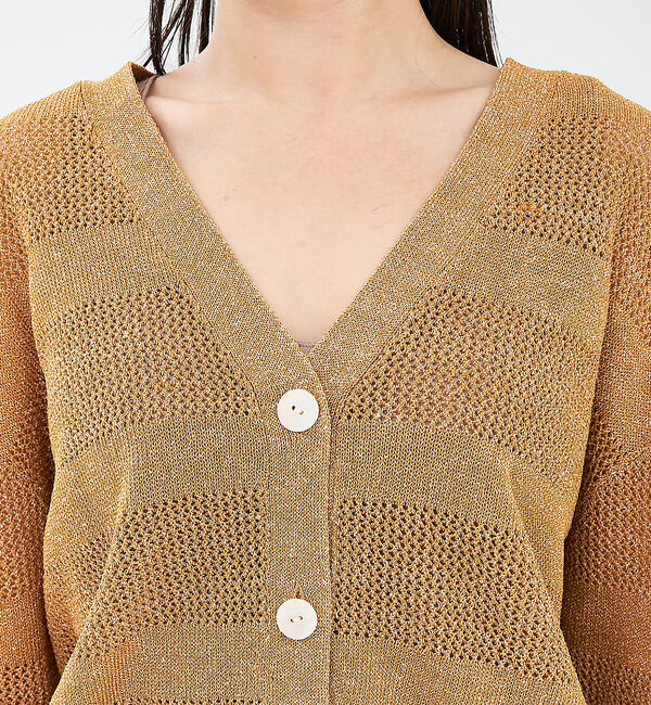 collex「レーシーボーダーVネックカーディガン」|カーディガン|