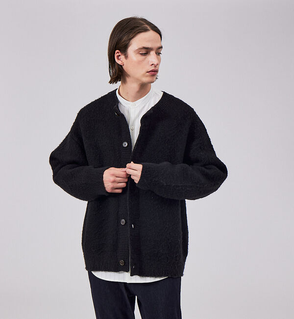 ABAHOUSE「WEB限定シャギーニットクルーカーディガン」|カーディガン|ブラック