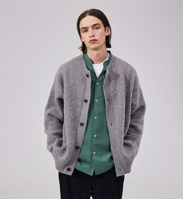 ABAHOUSE「WEB限定シャギーニットクルーカーディガン」|カーディガン|グレー