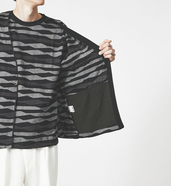 ABAHOUSE「【アンサンブル対応】ウェーブ ボーダー ワンボタン カーディガン」|カーディガン|