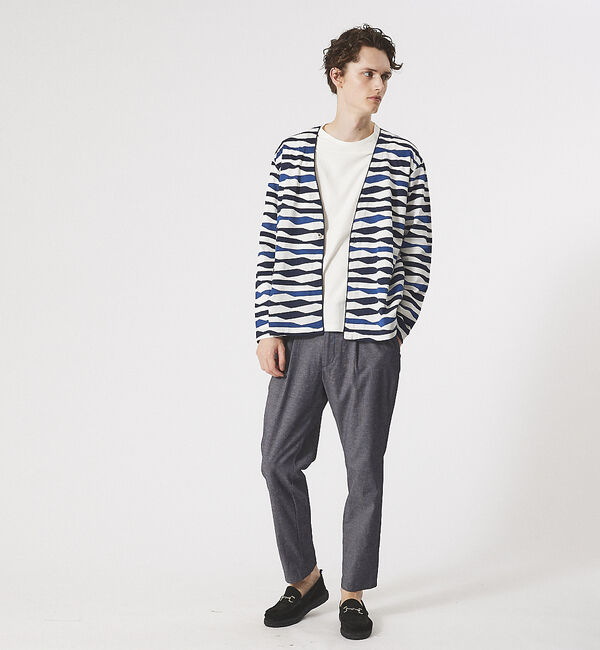 ABAHOUSE「【アンサンブル対応】ウェーブ ボーダー ワンボタン カーディガン」|カーディガン|