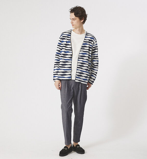 ABAHOUSE「【アンサンブル対応】ウェーブ ボーダー ワンボタン カーディガン」|カーディガン|