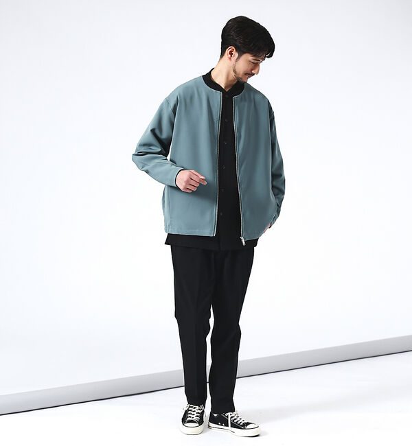 ABAHOUSE「【ノーカラー】クルーネック ジップブルゾン / ノーカラージャケット」|ブルゾン・スタジャン|