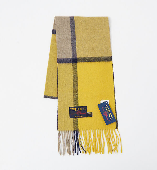 ABAHOUSE「【TWEED MILL/ツイードミル】ラムウールチェック柄ストール/ユニセックス」|マフラー|イエロー系その他1