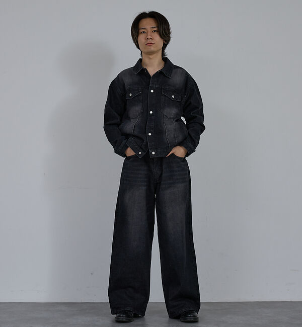 ABAHOUSE「【AH ABAHOUSE】ブラスト ワイドバギー デニムパンツ / セットアップ」|デニム|