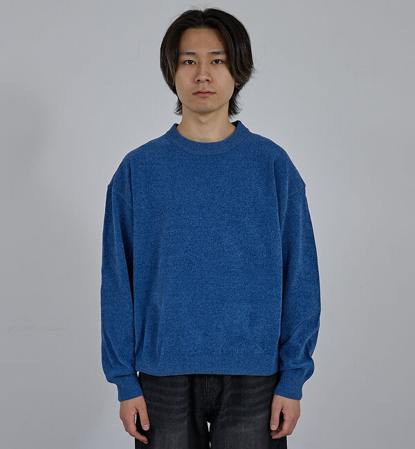 ABAHOUSE「【AH ABAHOUSE】ハイゲージモール クルーネックニット」|ニット・セーター|ブルー
