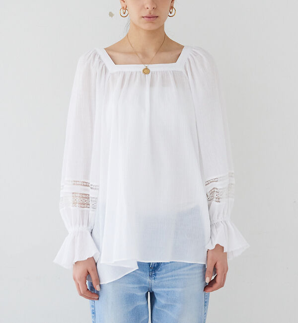 Rouge vif「スクエアカラーパフスリーブブラウス」|シャツ・ブラウス|