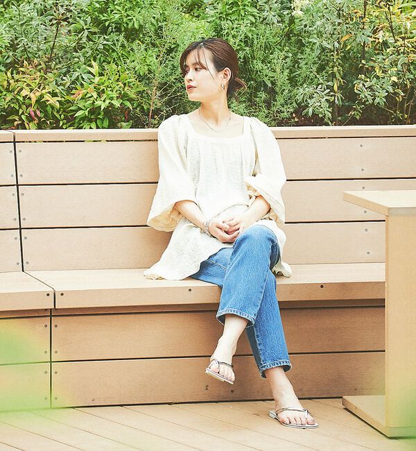 Rouge vif「スクエアカラーパフスリーブブラウス」|シャツ・ブラウス|