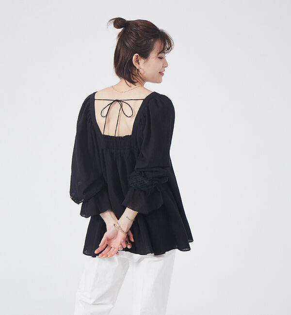 Rouge vif「スクエアカラーパフスリーブブラウス」|シャツ・ブラウス|