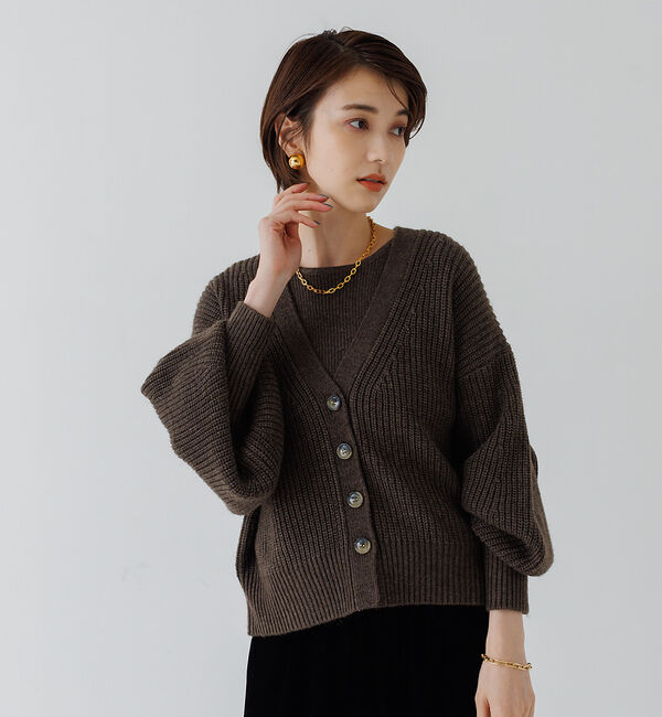 Rouge vif「ウール混アンサンブルニットカーディガン」|ニット・セーター|ブラウン