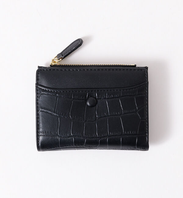 Rouge vif「【mieux un】クロコ風型押しミニウォレット」|財布|ブラック