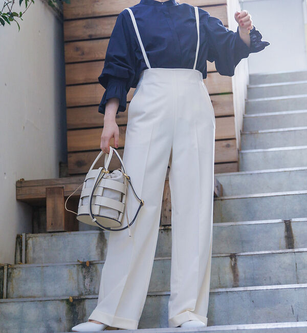 Rouge vif「ハイウエストサスペンダーワイドパンツ」|その他|アイボリー