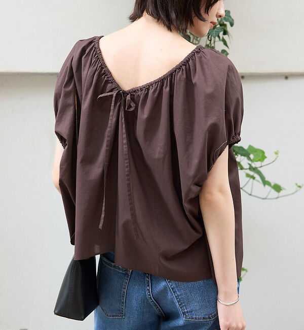 Rouge vif「コットンギャザーパフブラウス」|シャツ・ブラウス|ブラウン