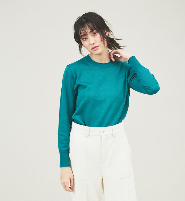 qualite「【アンサンブル対応】バイカラーハイゲージニット」|ニット・セーター|グリーン