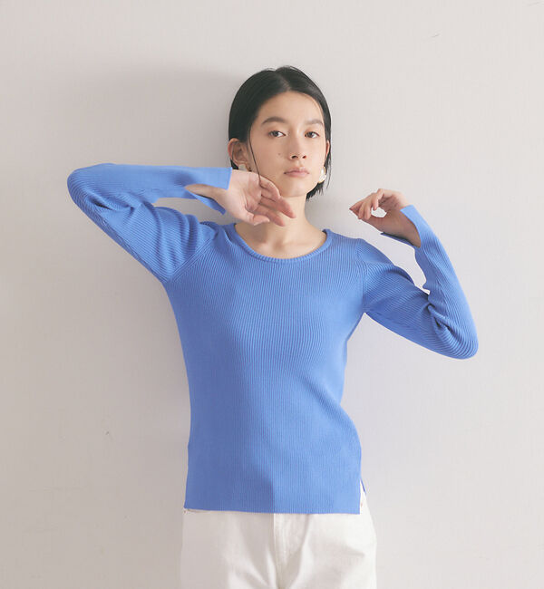 qualite「《アンサンブル対応》2WAYリブニットプルオーバー」|ニット・セーター|ブルー