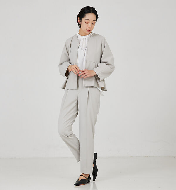 qualite「【セットアップ対応】ペプラムジャケット」|ノーカラージャケット|